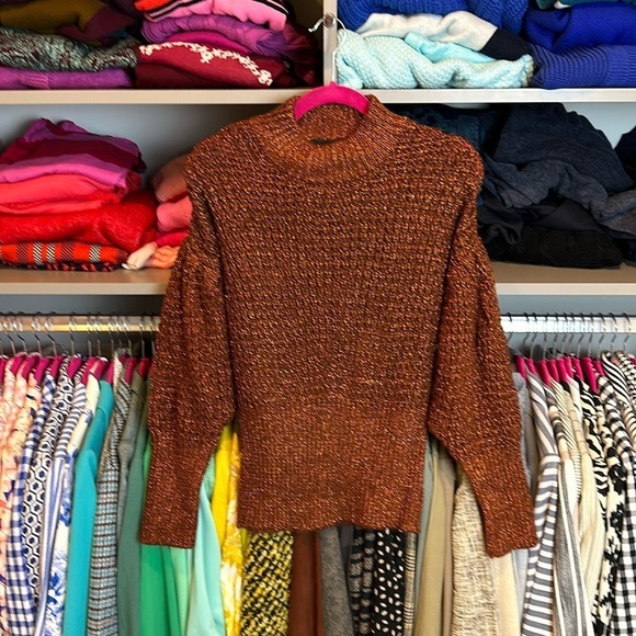 Express Sweaters - Express copper with metallic threads blouson sleeve sweater size XS